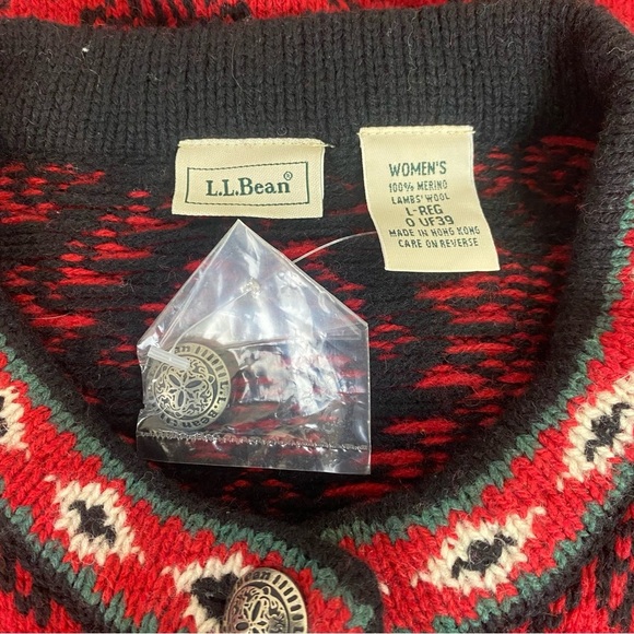 L.L. Bean Merino Lambs Wool Nordic Button Up Sweater Size L - Picture 4 of 5